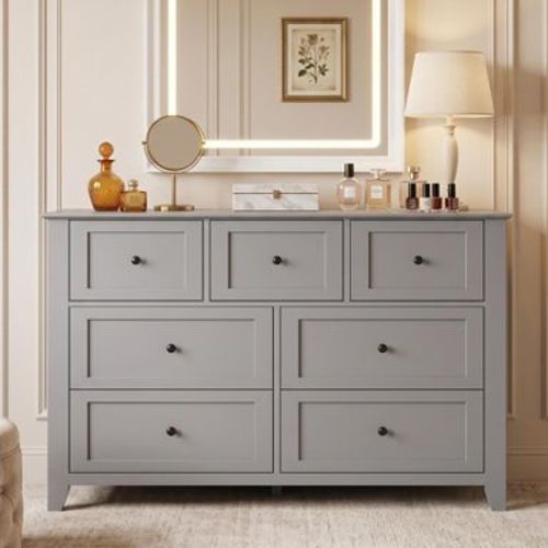 Modern Dresser with 7 Deep Drawers, Simplist Chest of Drawers for Bedroom