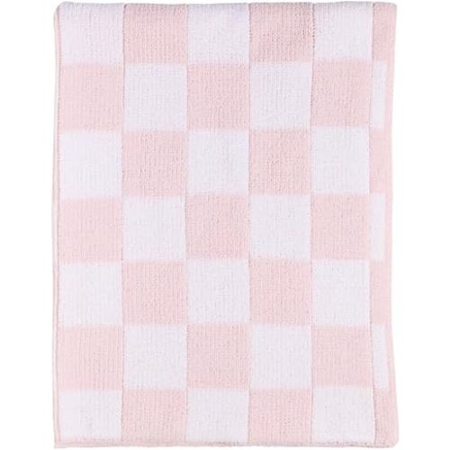 Living Textiles Chenille Knitted Blanket - Pink Check