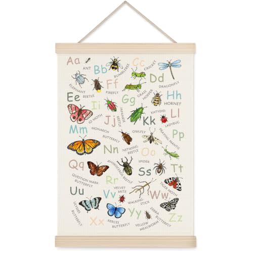 Educational Insect Alphabet ABC Art Wall Decor, Insect Nursery Decoration, Homeschool Organization Posters, Bug Illustration Art, Educational Room Decoration, for Nursery Classroom, Gift for Boy Girl