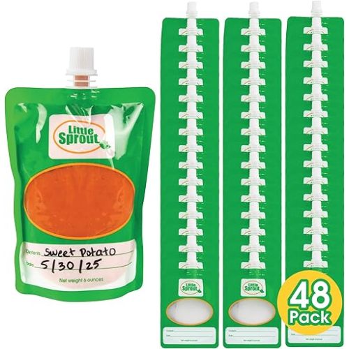 Disposable Baby Food Pouches (48ct) - Make Your Own 6 Ounce Squeezies - Works with all Fill Stations including Infantino