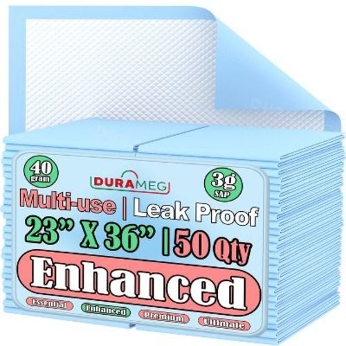 Durameg Chucks Pads Disposable Underpads | 23"x36" Incontinence Chux Pads 3g SAP [50 Pack]