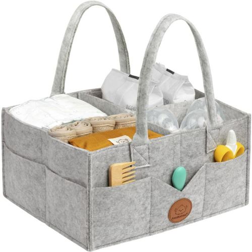 Original Baby Diaper Caddy Organizer, Large Storage Caddy Organizer for Nursery, Changing Table (Classic Gray)