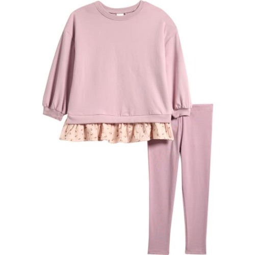 Kids' Long Sleeve Cotton Peplum T-Shirt & Leggings Set, 1.5-2Y