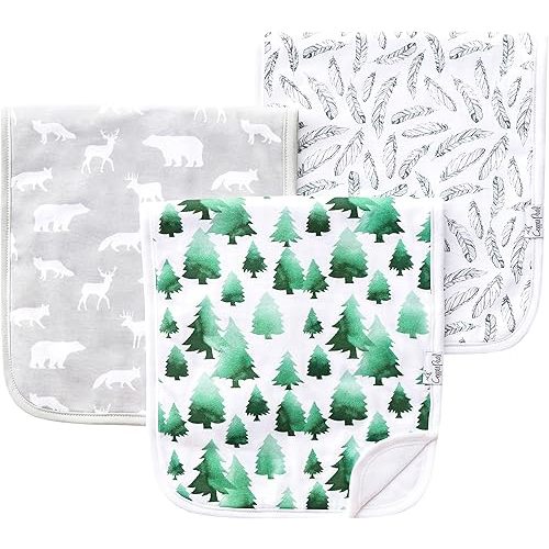 Copper Pearl Baby Burp Cloth Large 21''x10'' Size Premium Absorbent Triple Layer 3 Pack Gift Set for Boys “Woodland Set