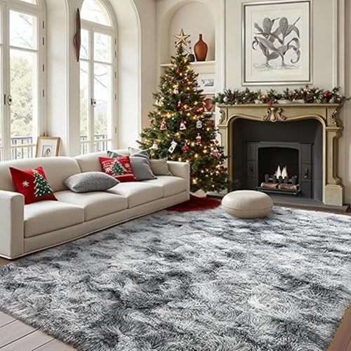 FinRèc Soft Grey Rugs for Bedroom Living Room, 4x6 Feet Fuzzy Shaggy Area Rug, Non-Slip Fluffy Furry Shag Rug for Nursery Kids Room Dorm Room Home Decor, Indoor Plush Floor Carpet