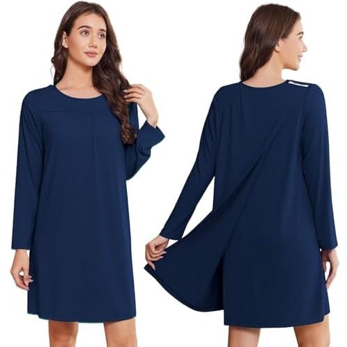 Deyeek Hospital Gowns for Women Open Back Tear Away Post Surgery Dress Long Sleeve with Shoulder Snaps Adaptive Nightgowns