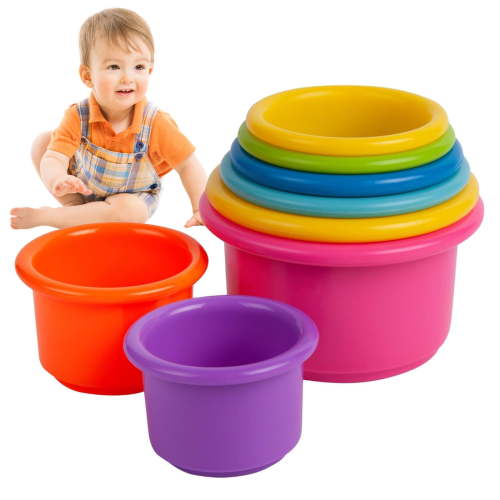Stack & Count Stacking Cups - Colorful Baby Stacking Water Toys Set - Stackable Cups for Learning - Baby Bath Toys - Toddler Water Table Toys - 8 Count