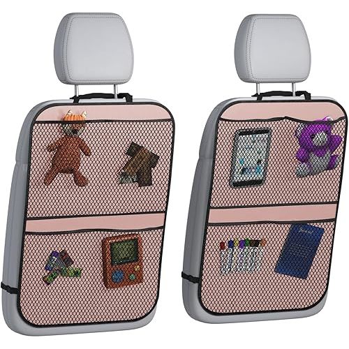 lebogner Back Seat Cover for Kids (Pink - 4 Pocket)
