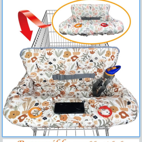 Shopping Cart Cover for Baby Grocery Cart Cover for Baby boy and Baby Girl, High Chair Cover for Baby and Toddler, Baby Registry Gift - Waterproof - Extra Large - Cotton - Double Sided (Orange)