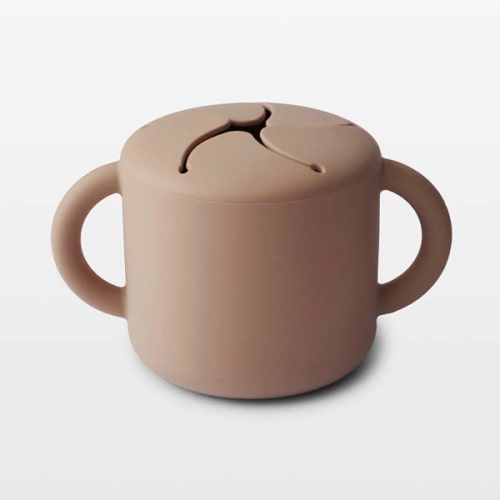 Mushie Natural Beige Silicone Baby Snack Cup