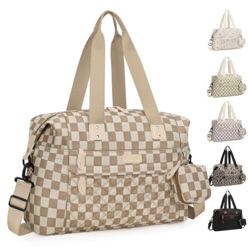 Pritent Diaper Bag Tote Waterproof Maternity Baby Bags with Pacifier Case | M-Plaid,Removable Shoulder Strap, Stroller Clips,Insulated Pocket,for Mom & Dad, Travel, Maternity, Labor and Delivery