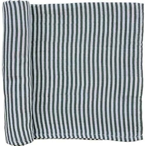 Mebie Baby Vintage Green Stripes Muslin Swaddle, Modern and Neutral Blanket for Baby Girl or Boy, 0-3 Month, Comfy Wrap