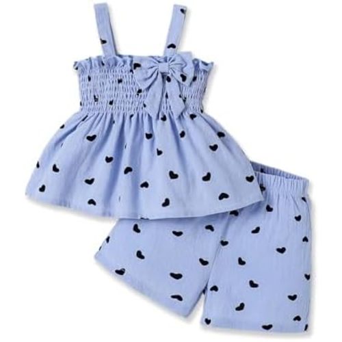 Toddler Girl Clothes Baby Girl Summer Outfits Ruffle Sleeveless Shirts Tops Shorts Set for Girl Clothing
