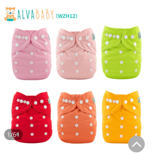 6-Pack Baby Cloth Diapers with 6 Microfiber Inserts - One Size Adjustable & Reusable Pocket Diapers for Infants & Toddlers