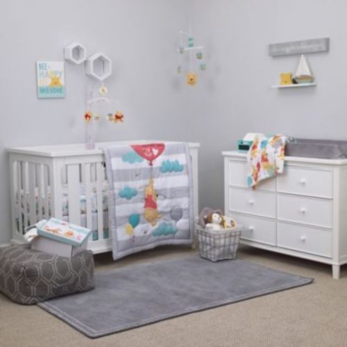 Disney® Winnie the Pooh First Best Friends 4-Piece Crib Bedding Set in Aqua - AQUA - CRIB SET