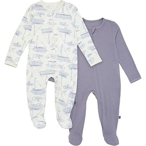 Modern Moments by Gerber Baby Boys' Viscose Sleep 'N Play With Mittens, Ivory Sailboat, 0-3 Months