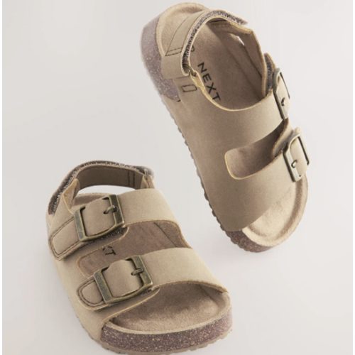 US 4- Buy Stone Beige Standard Fit (F) Double Buckle Cushioned Footbed Sandals from Next USA