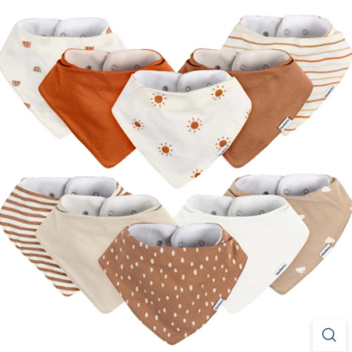 10-Pack Baby Neutral Rust Suns & Rainbows Jersey Bandana Bibs – Gerber Childrenswear
