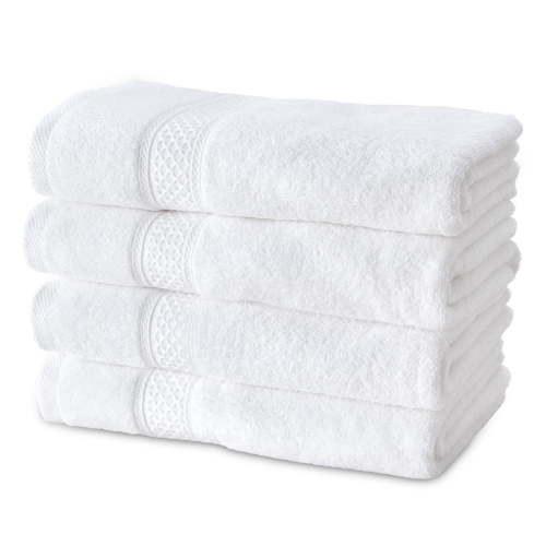 Gogreen 100% Cotton 4-Pack Bath Towel Sets of 4, Bath Towel Highly Absorbent Towels for Bathroom, Gym, Hotel (White)