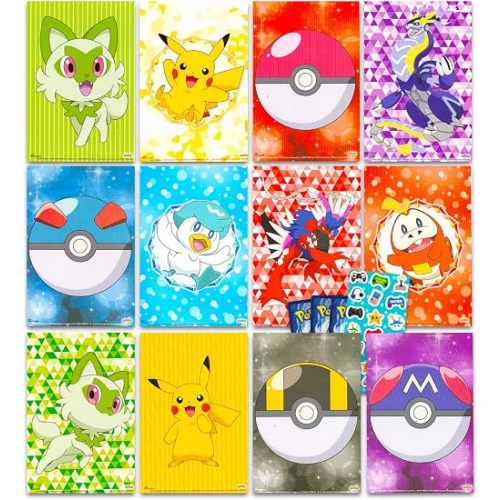 Mini Pokemon Posters - Pokemon Poster Set Bundle Includes 12 Mini Pokemon Room Decor Posters (4" x 6"), Stickers, More | Pokemon Decorations