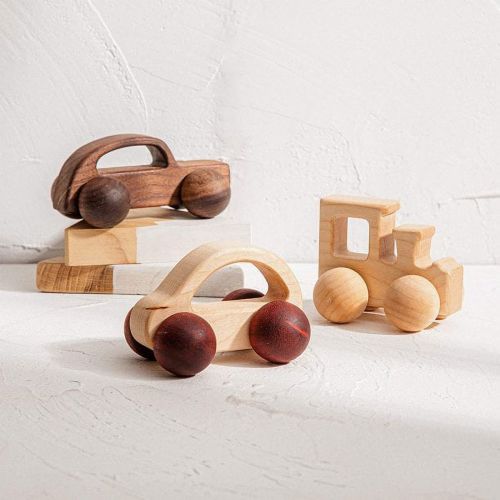 3PCS Wooden Baby Toys,Baby Grasping Toys Push Car Toys Montessori Toys Wooden Toy Vehicles,#3