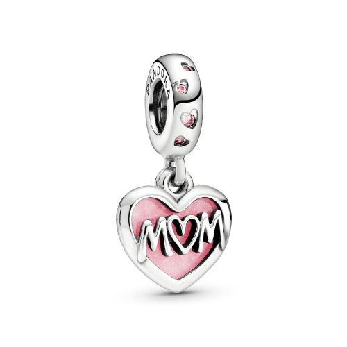 Mom Script Heart Dangle Charm