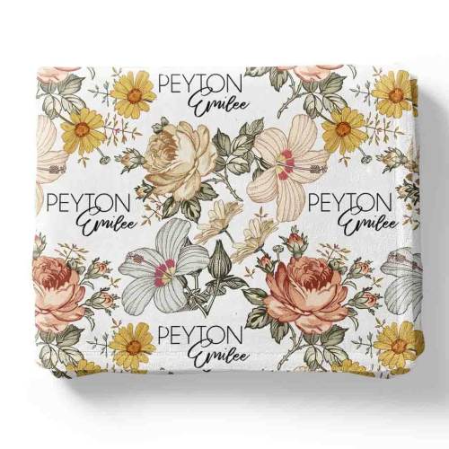 Peyton's Vintage Floral Personalized Toddler Blanket