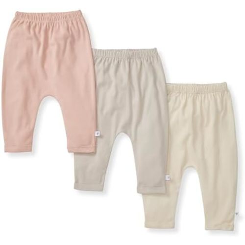 Burt's Bees Baby Unisex Knit Jogger Pants, 3-Pack Baby Sweatpants, 100% Organic Cotton Infant Bottoms