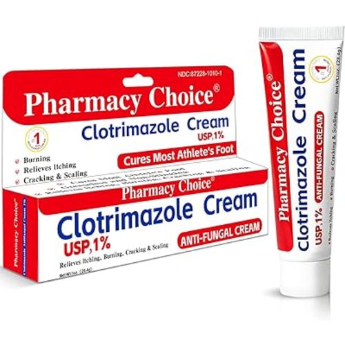Clotrimazole Antifungal Cream 1% USP (1 oz), Anti Fungal Treatment, Relieves Itching, Burning, Cracking and Scaling Associated Athletes Foot