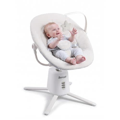 Zoicay Baby Swing,Baby Swings for Infants with 3 Modes & 5 Speeds, BT Enabled App & Remote Control, Electric Swing – 6 Melodies and 3 Timer Setting, 2 Seat Positions and 5-Point Harness Swing (White)