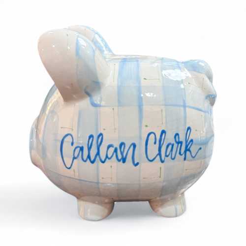 Blue Gingham Custom Piggybank