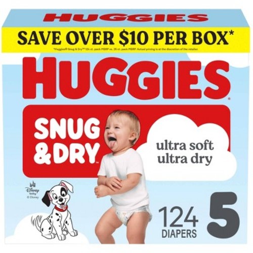 Huggies Snug & Dry Ultra Soft Diapers - Size 5 - 124ct