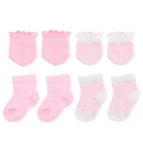 GOOHOCHY 4 Pairs Baby Socks and Mittens Soft and Cute Newborn Ankle Socks and Gloves
