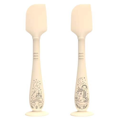 2 Pack Diaper Cream Spatula, Butt Spatula Baby with Suction Base, Baby Butt Paste Spatula, Soft Silicone Diaper Rash Cream Applicator Large Size (off-white)