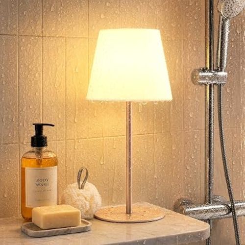 Shower Lamp Rechargeable Waterproof Lamp, Cordless Table Lamp for Bathroom