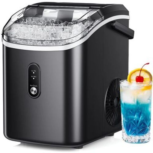 Simzlife Nugget Ice Maker Countertop, 34 Lbs/Day, Soft Chewable Pellet Ice, Self-Cleaning, One-Click Operation, 1.8 Lbs Storage Capacity, Black