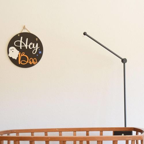 Black Wooden Crib Mobile Arm, Adjustable Mobile Holder for Crib and Desk Rotating Baby Mobile Hanger Nursery Decoration