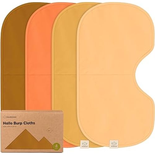 KeaBabies 4-Pack Baby Burp Cloths Baby Girl, Boy - Organic Cotton Burp Cloth, Extra Large, Absorbent, Soft Burping Cloths & Bibs Set for Babies, Newborn Burp Clothes, Thick Burp Rags (Phase)