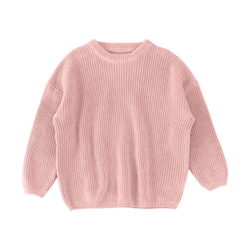 HNMKIU Knit Sweater Round Neck Long Sleeve Pullover Sweatshirt Solid Fall Sweaters for Toddler Baby Girl and Boy Watermelon Red-3,0-3 Months