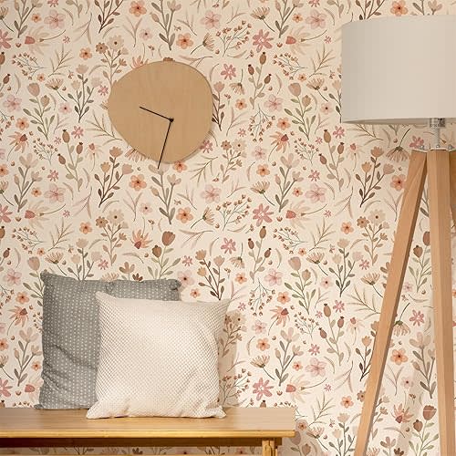 Boho Wildflower Wallpaper Floral Small Flower Peel And Stick Wallpaper Boho Floral Wall Paper Stickers Self Adhesive Waterproof Contact Paper For Nursery Bedroom Living Room Drawers Cabinets Decor