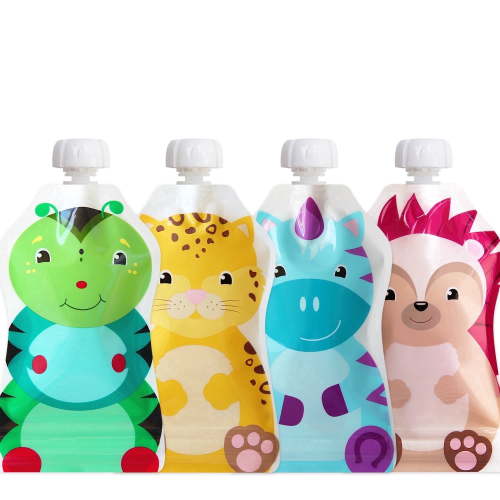 ChooMee SnakPack Reusable Durable Hygienic Baby Food Pouches, 4 CT, 5 oz, 4 Months - FreshSquad Set