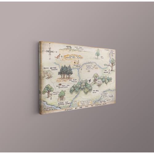 Framed 100 Acre Wood Map, Winnie the Pooh Map Print, Pooh Nursery, 100 Akers Wood Nursery, Winnie the Pooh Baby, 100 Acre Woods Canvas