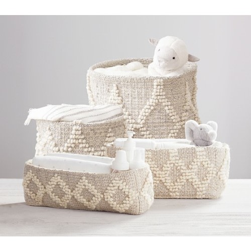 Metallic Woven Wool Nursery Storage | Pottery Barn Kids