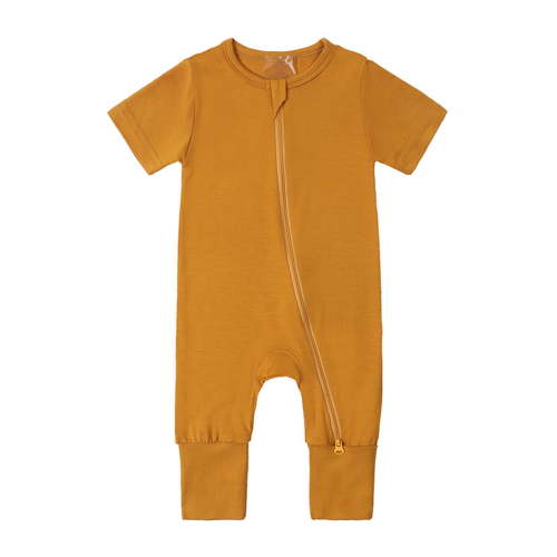 Hiijoy Baby Pajama Sleeper Short Sleeve Zipper Romper Solid Homewear Jumpsuit, Sizes 0-24M