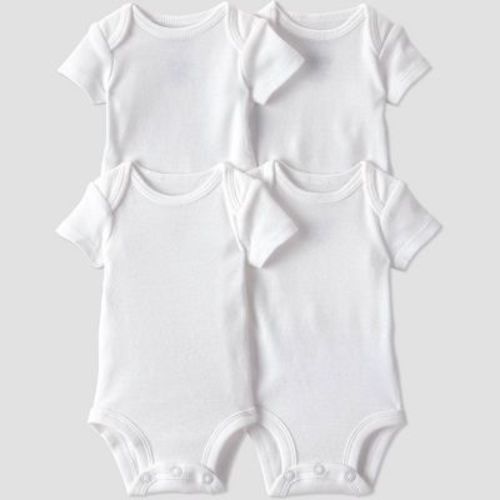 Carter's Just One You® Baby 4pk Short Sleeve Bodysuit - White 6M: Cotton Crew Neck, Tagless Design