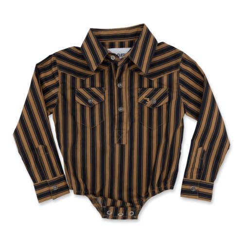Black & Gold Stripe Long Sleeve Pearl Snap Onesie – Cowkid Clothing Company