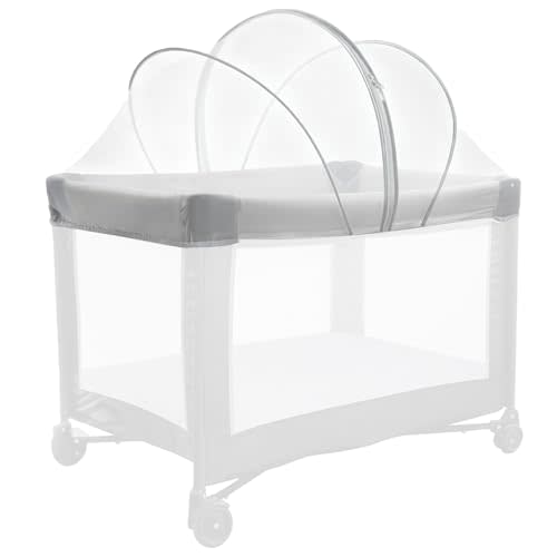BEBONO Mosquito Net for Pack N Play, Keep Cats Out, Netting Cover with 2-Way Zipper for Playpen, Foldable with Storage Bag, White