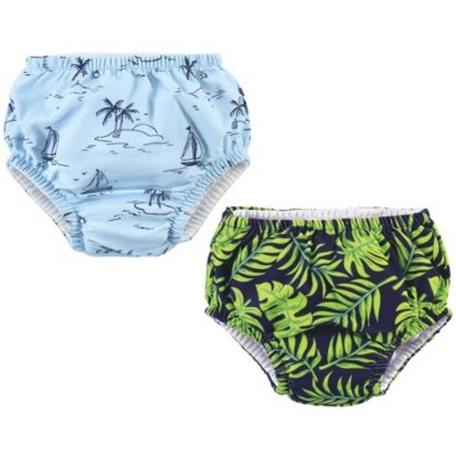 Hudson Baby Infant Baby and Toddler Boy Swim Diapers, Tropical Leaves, 0-6 Months