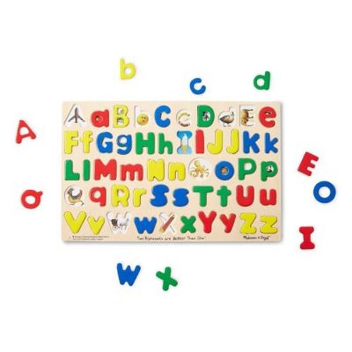 Melissa & Doug Upper & Lower Case Alphabet Letters Wooden Puzzle (52pc): Reading Educational Toy for 2nd Grade