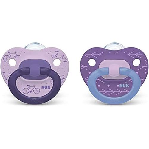 NUK Comfy Orthodontic Pacifiers, Purple Assorted, 18-36 Months, 2 Count, Soft & Durable Design for Baby Comfort